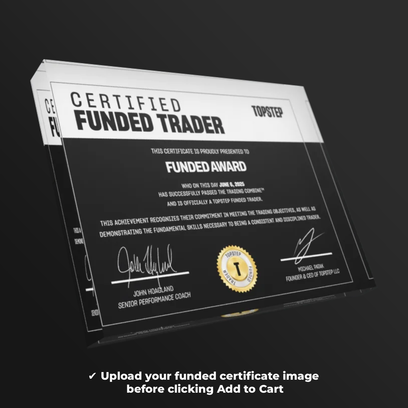 Glass Funded Account Award – Premium Trading Achievement Plaque for Prop Firm Traders