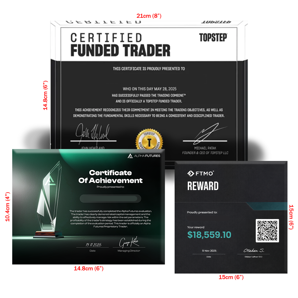 Glass Funded Account Award – Premium Trading Achievement Plaque for Prop Firm Traders